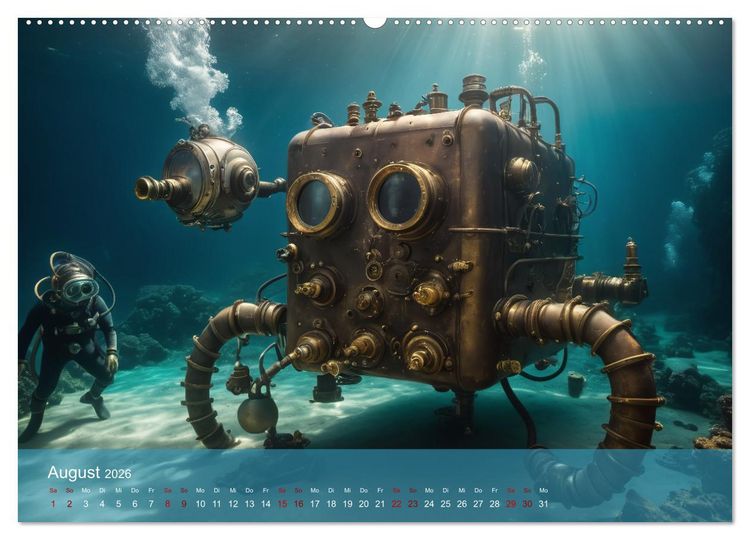 Produktbild: Steampunk - Unterwasser Roboter (Wandkalender 2026 DIN A2 quer), CALVENDO Monatskalender