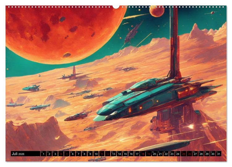 Produktbild: Futuristische Weltraumschlachten (hochwertiger Premium Wandkalender 2026 DIN A2 quer), Kunstdruck in Hochglanz
