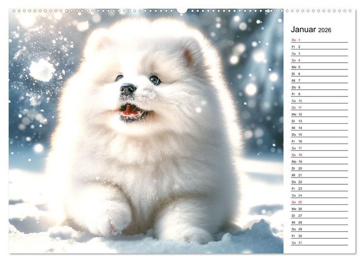 Produktbild: Hundewelpen zum Verlieben - KI Illustrationen (Wandkalender 2026 DIN A2 quer), CALVENDO Monatskalender