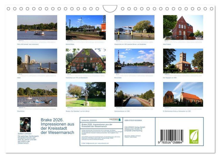 Produktbild: Brake 2026. Impressionen aus der Kreisstadt der Wesermarsch (Wandkalender 2026 DIN A4 quer), CALVENDO Monatskalender