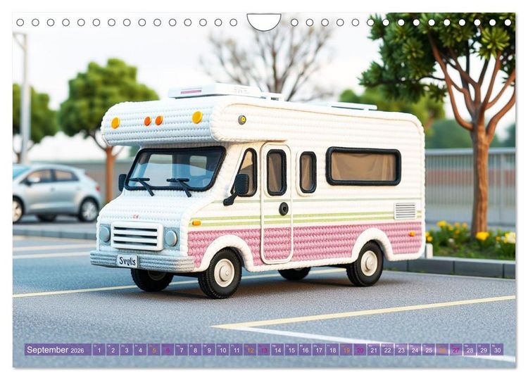 Produktbild: Amigurumi Fahrzeugtr&auml;ume - H&auml;kelstyle in Pastellt&ouml;nen (Wandkalender 2026 DIN A4 quer), CALVENDO Monatskalender