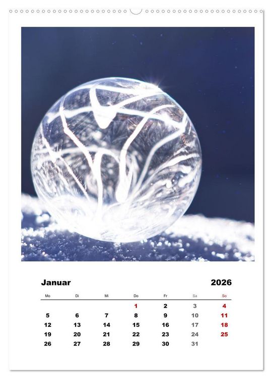 Produktbild: Frostige Seifenblasen (hochwertiger Premium Wandkalender 2026 DIN A2 hoch), Kunstdruck in Hochglanz