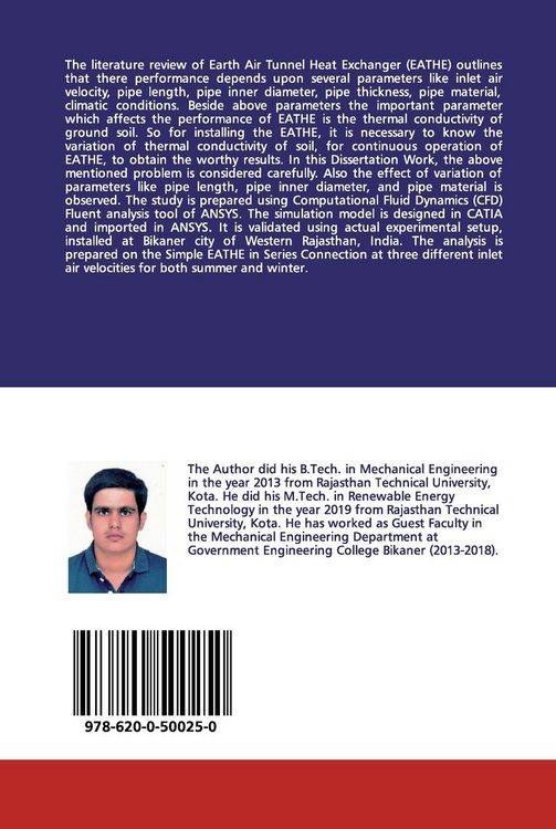Produktbild: Study of Earth air tunnel heat exchanger using ANSYS