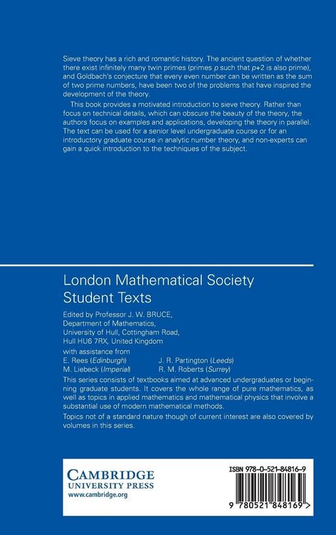 Produktbild: An Introduction to Sieve Methods and Their Applications
