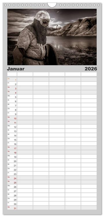 Produktbild: Familienplaner 2026 - Wikinger und Krieger mit 5 Spalten (Wandkalender, 21 x 45 cm) CALVENDO