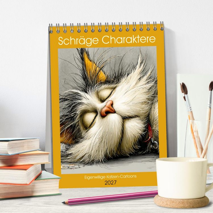 Produktbild: Schr&auml;ge Charaktere. Eigenwillige Katzen-Cartoons (Tischkalender 2027 DIN A5 hoch), CALVENDO Monatskalender
