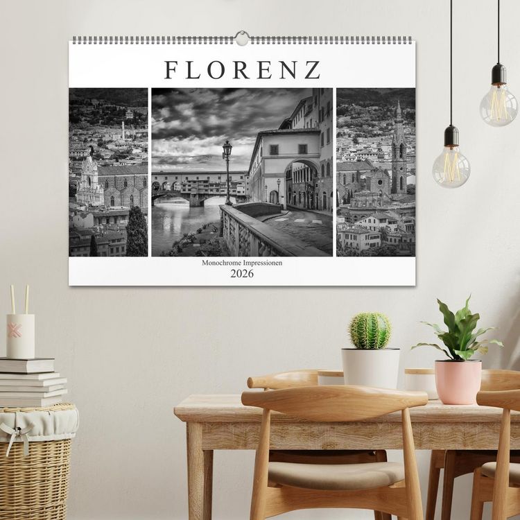 Produktbild: FLORENZ Monochrome Impressionen (Wandkalender 2026 DIN A2 quer), CALVENDO Monatskalender