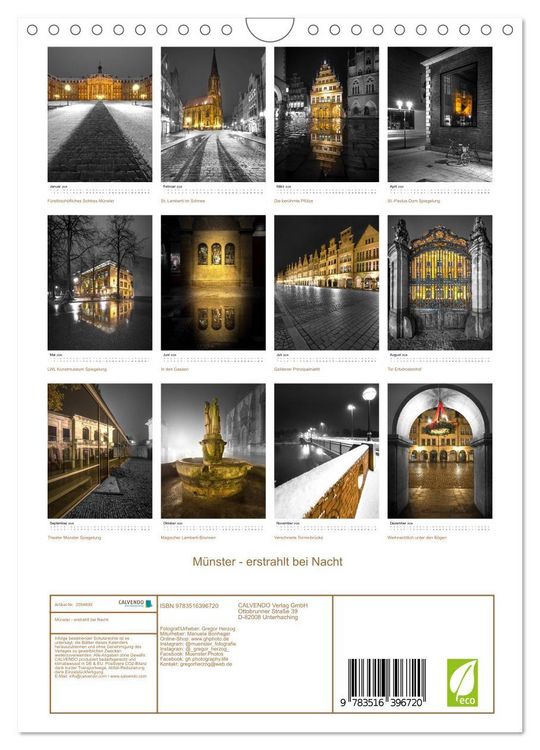Produktbild: M&uuml;nster - erstrahlt bei Nacht (Wandkalender 2026 DIN A4 hoch), CALVENDO Monatskalender