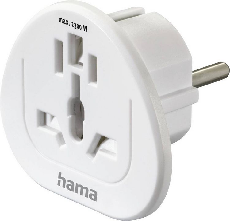 Produktbild: Hama 00223455 Reiseadapter Reiseadapter Typ E und F, 3-polig, universal, Welt nach Europa, Wei&szlig;