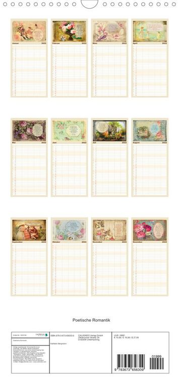 Produktbild: Poetische Romantik - Familienplaner hoch (Wandkalender 2022 , 21 cm x 45 cm, hoch)