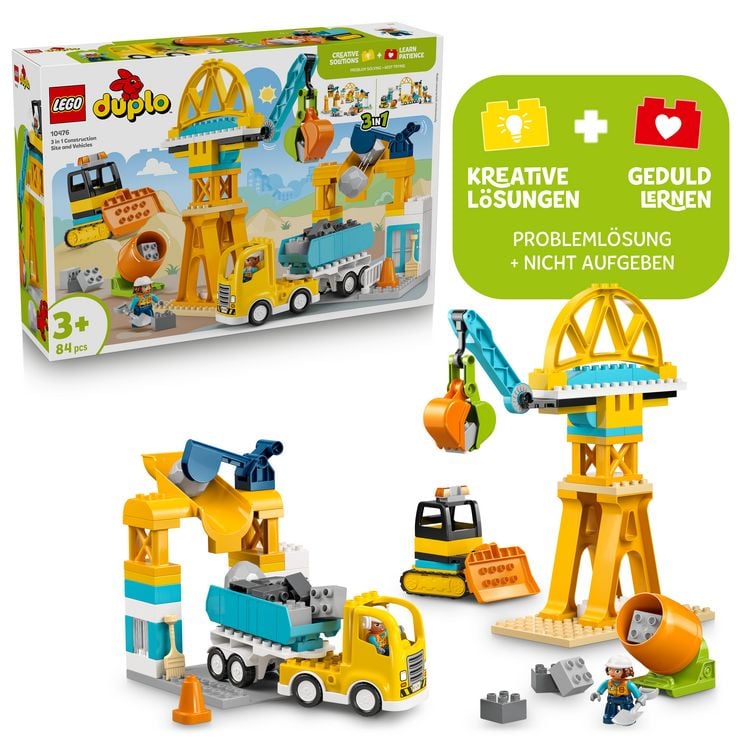 Produktbild: LEGO DUPLO Town 10476 Baustelle mit Baufahrzeugen &ndash; 3-in-1-Set, Spielset