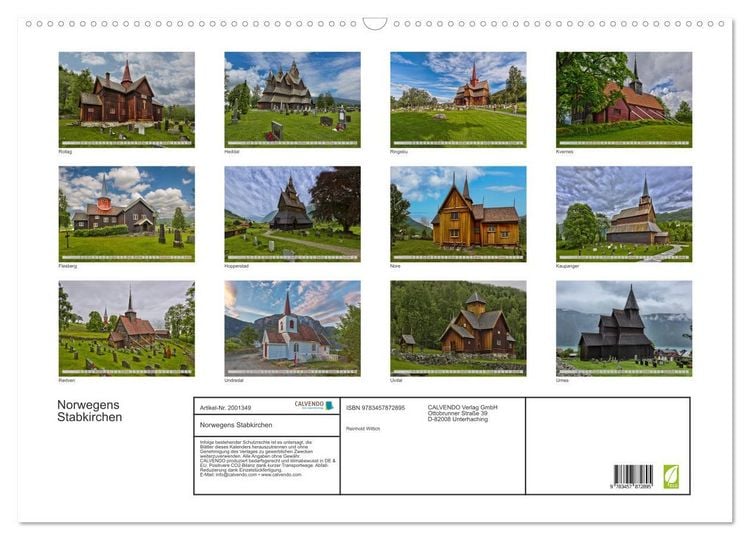 Produktbild: Norwegens Stabkirchen (Wandkalender 2026 DIN A2 quer), CALVENDO Monatskalender