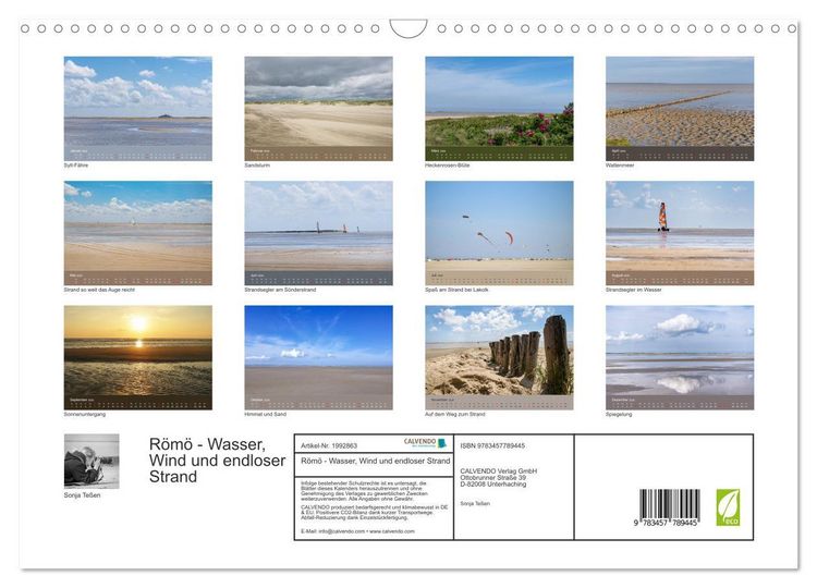 Produktbild: R&ouml;m&ouml; - Wasser, Wind und endloser Strand (Wandkalender 2026 DIN A3 quer), CALVENDO Monatskalender