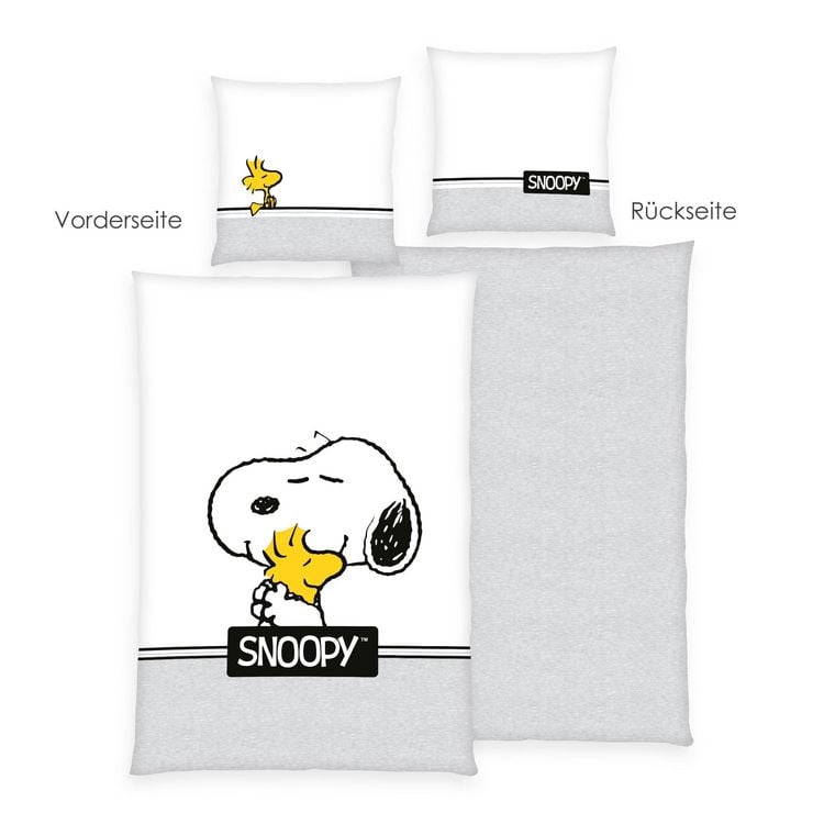 Produktbild: Herding Snoopy Bettw&auml;sche-Set Classic Grey, 135200 cm, Renforc&eacute;