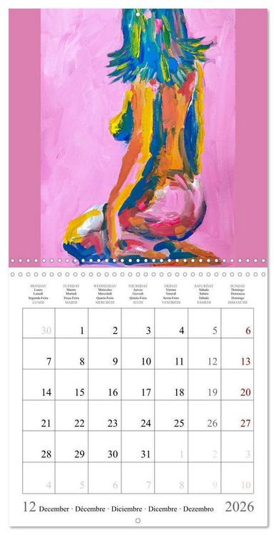 Produktbild: Colourful nude painting (Wall Calendar 2026 12 &times; 12 Inch) CALVENDO 12 Month Wall Calendar