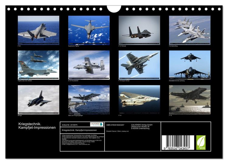 Produktbild: Kriegstechnik. Kampfjet-Impressionen (Wandkalender 2026 DIN A4 quer), CALVENDO Monatskalender