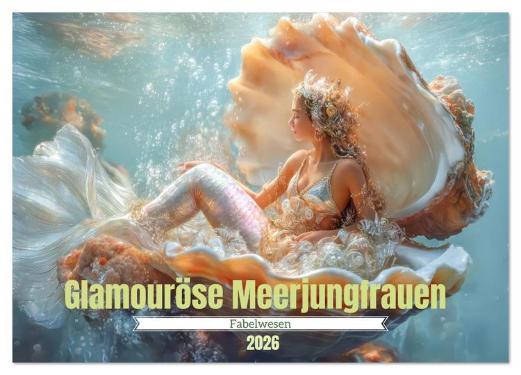 Produktbild: Glamour&ouml;se Meerjungfrauen - Fabelwesen (Wandkalender 2026 DIN A4 quer), CALVENDO Monatskalender
