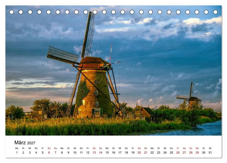 Produktbild: M&auml;rchenhafte Windm&uuml;hlen (Tischkalender 2027 DIN A5 quer), CALVENDO Monatskalender