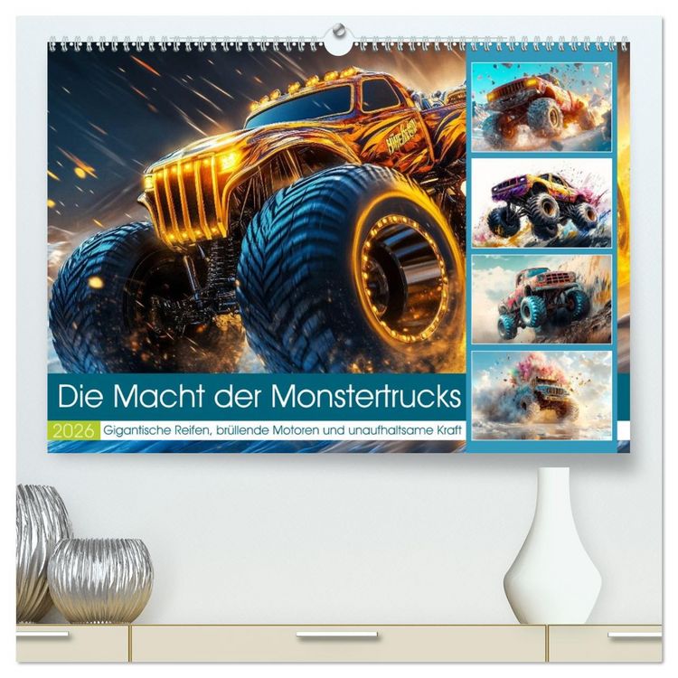 Produktbild: Die Macht der Monstertrucks (hochwertiger Premium Wandkalender 2026 DIN A2 quer), Kunstdruck in Hochglanz