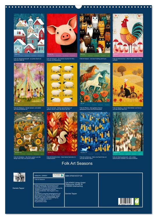 Produktbild: Folk Art Seasons (Wandkalender 2026 DIN A2 hoch), CALVENDO Monatskalender