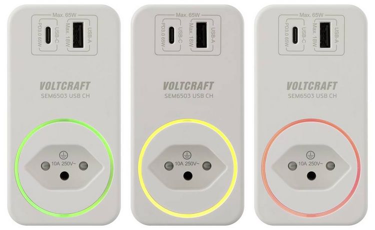 Produktbild: VOLTCRAFT SEM6503 CH Energiekosten-Messger&auml;t USB-Schnittstelle, inkl. Funksteckdose, Datenexport, Datenloggerfunktion