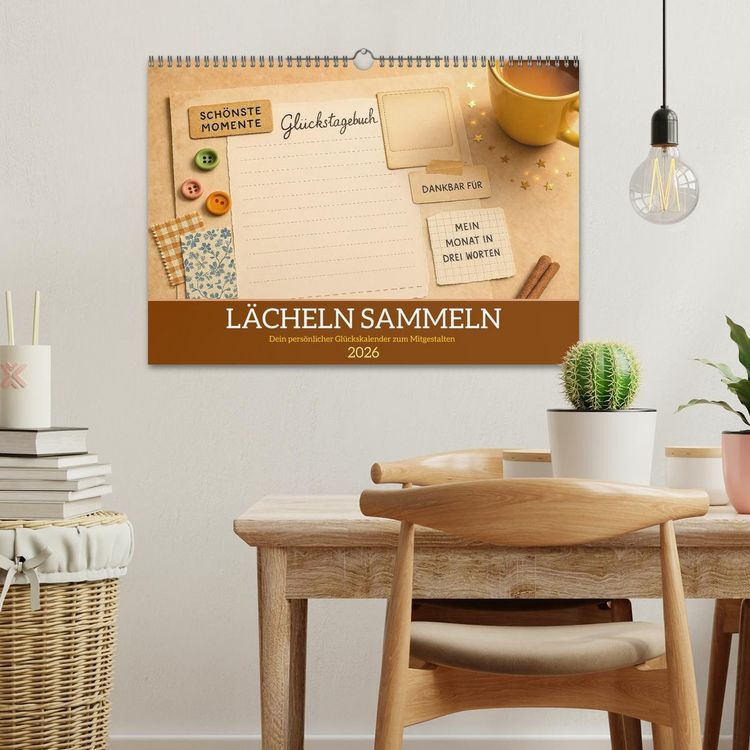 Produktbild: L&auml;cheln sammeln - Dein pers&ouml;nlicher Gl&uuml;ckskalender zum Mitgestalten (Wandkalender 2026 DIN A3 quer), CALVENDO Monatskalender