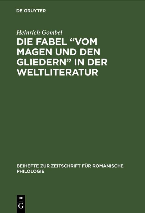Produktbild: Die Fabel "Vom Magen und den Gliedern" in der Weltliteratur