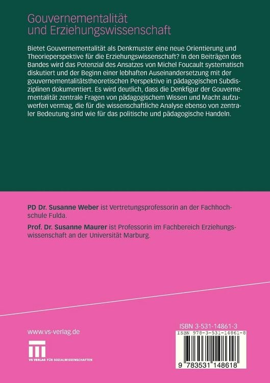 Produktbild: Gouvernementalit&auml;t und Erziehungswissenschaft