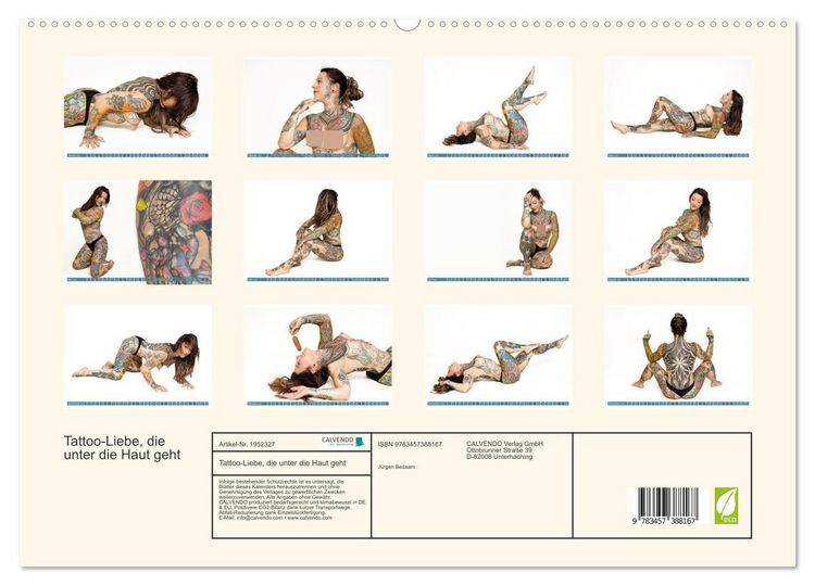 Produktbild: Tattoo-Liebe, die unter die Haut geht (hochwertiger Premium Wandkalender 2026 DIN A2 quer), Kunstdruck in Hochglanz