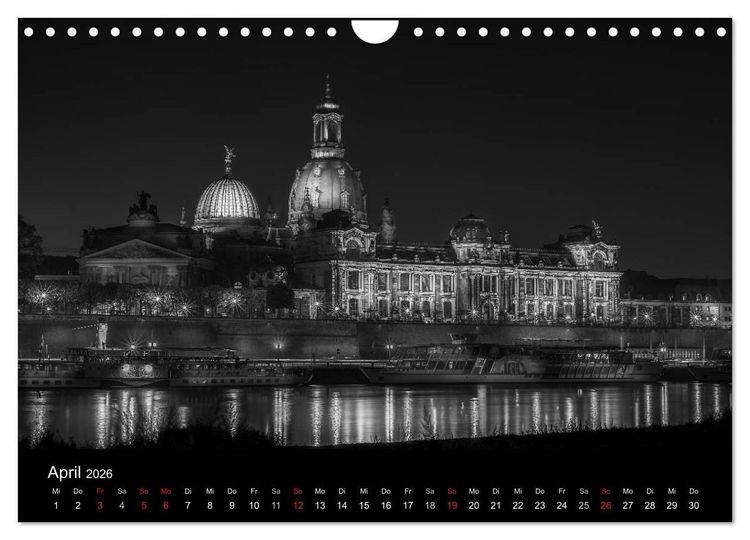 Produktbild: Dresden - Elbflorenz bei Nacht (Wandkalender 2026 DIN A4 quer), CALVENDO Monatskalender