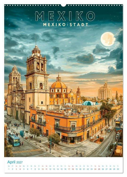 Produktbild: Mexiko - Old School Poster Style (Wandkalender 2027 DIN A2 hoch), CALVENDO Monatskalender