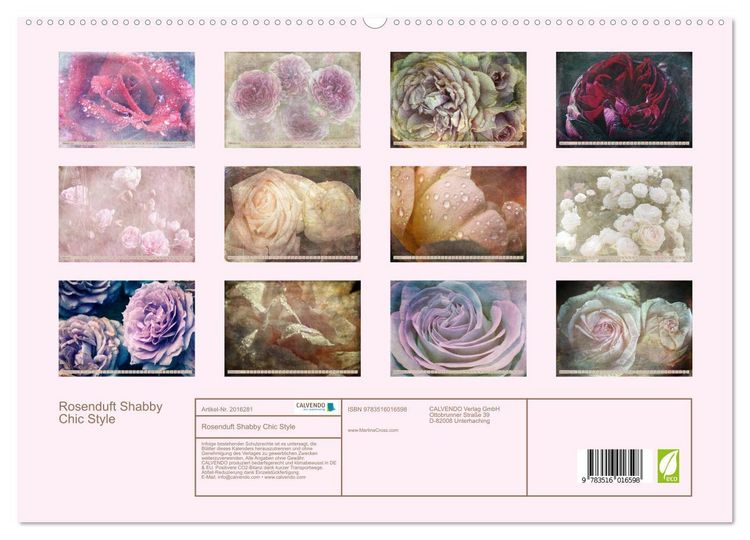 Produktbild: Rosenduft Shabby Chic Style (hochwertiger Premium Wandkalender 2026 DIN A2 quer), Kunstdruck in Hochglanz