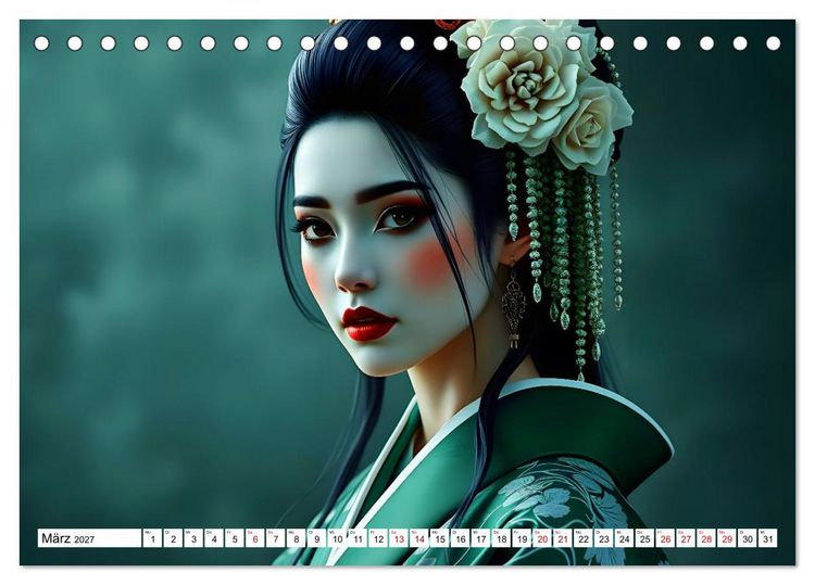 Produktbild: Dunkle Eleganz der Geishas (Tischkalender 2027 DIN A5 quer), CALVENDO Monatskalender