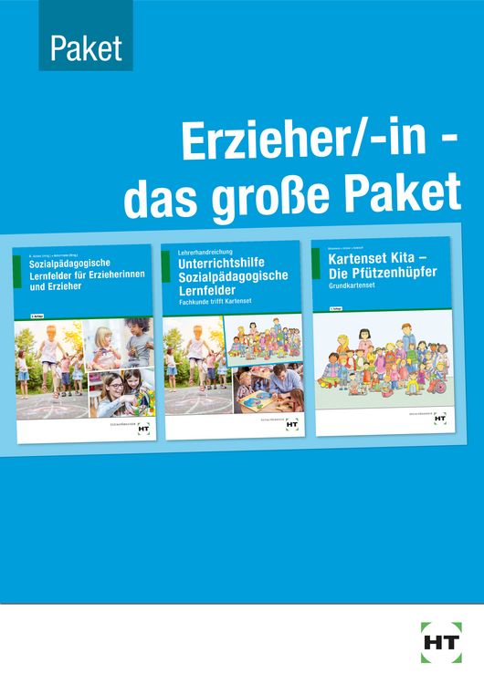 Produktbild: Paketangebot Erzieher/-in - das gro&szlig;e Paket. Sozialp&auml;dagogische Lernfelder LF 1-6 + Unterrichtshilfe + Pf&uuml;tzenh&uuml;pfer-Grundkarten