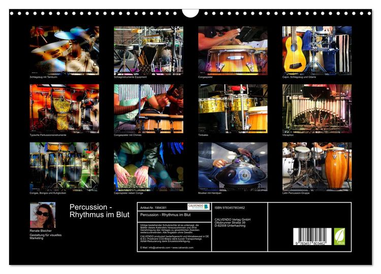Produktbild: Percussion - Rhythmus im Blut (Wandkalender 2026 DIN A3 quer), CALVENDO Monatskalender
