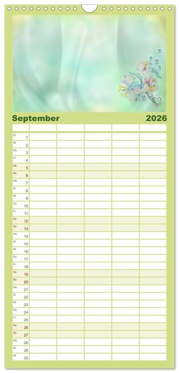 Produktbild: Familienplaner 2026 - Liebe wird im Herzen geboren mit 5 Spalten (Wandkalender, 21 x 45 cm) CALVENDO