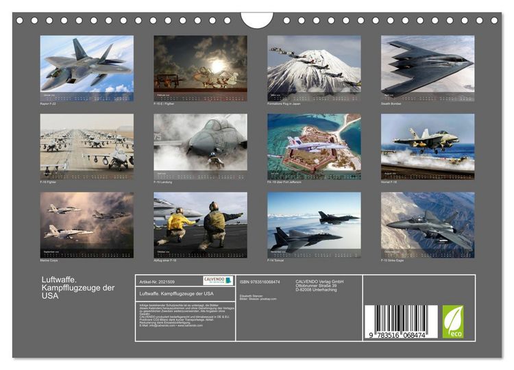Produktbild: Luftwaffe. Kampfflugzeuge der USA (Wandkalender 2026 DIN A4 quer), CALVENDO Monatskalender