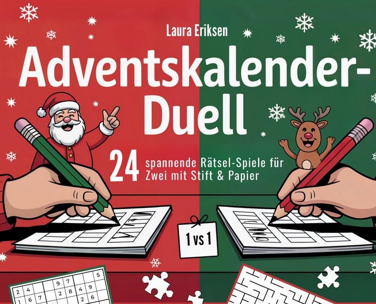 Produktbild: Adventskalender-Duell: 24 spannende R&auml;tsel-Spiele f&uuml;r Zwei mit Stift & Papier