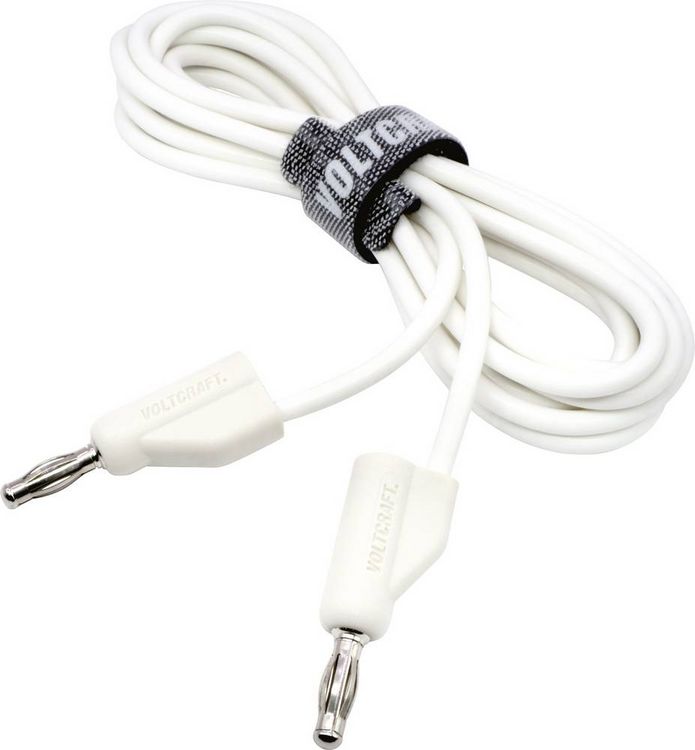 Produktbild: VOLTCRAFT MSB-300 Messleitung Lamellenstecker 4mm Silikon 2.00m Wei&szlig; 1St.