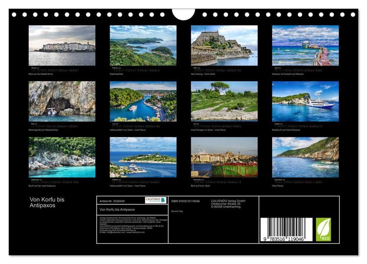 Produktbild: Von Korfu bis Antipaxos (Wandkalender 2026 DIN A4 quer), CALVENDO Monatskalender