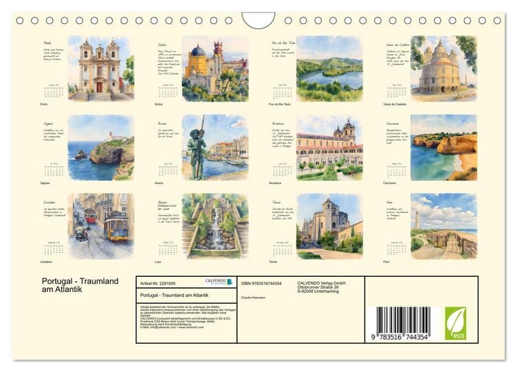 Produktbild: Portugal - Traumland am Atlantik (Wandkalender 2026 DIN A4 quer), CALVENDO Monatskalender