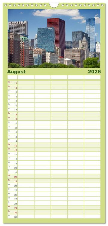 Produktbild: Familienplaner 2026 - CHICAGO Stadtzentrum mit 5 Spalten (Wandkalender, 21 x 45 cm) CALVENDO