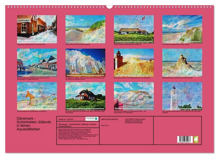 Produktbild: D&auml;nemark - Sch&ouml;nheiten J&uuml;tlands in feinen Aquarellfarben (Wandkalender 2027 DIN A2 quer), CALVENDO Monatskalender