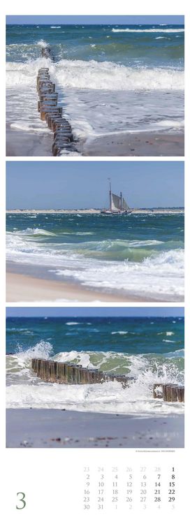 Strandgeflüster - Momente am Meer 2026 - Streifenkalender XXL 25x69 cm - Bildkalender im Hochformat - Wandkalender - Wandplaner - Strandkalender - Deu