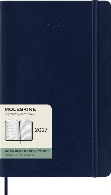 Produktbild: Moleskine 12 Monate Wochen Notizkalender 2027, Large/A5, 1 Wo = 1 Seite, rechts linierte Seite, Weicher Einband, Saphir