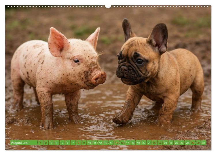 Produktbild: Muddi Buddies &ndash; Freundschaft im Matsch (hochwertiger Premium Wandkalender 2026 DIN A2 quer), Kunstdruck in Hochglanz