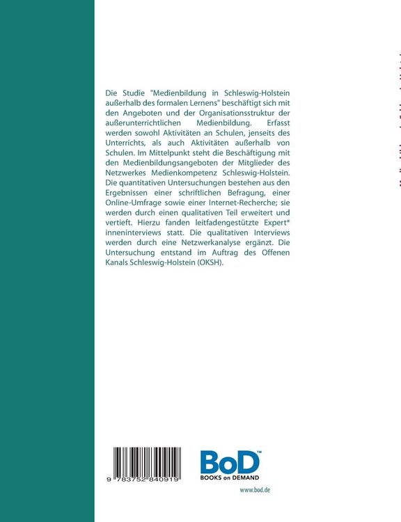 Produktbild: Medienbildung in Schleswig-Holstein au&szlig;erhalb des formalen Lernens