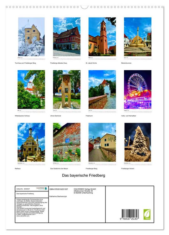 Produktbild: Das bayerische Friedberg (hochwertiger Premium Wandkalender 2026 DIN A2 hoch), Kunstdruck in Hochglanz