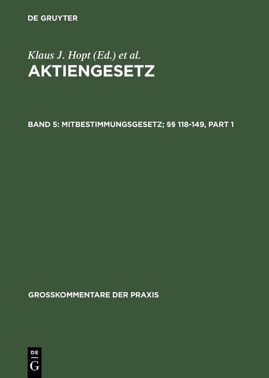 Produktbild: Mitbestimmungsgesetz; &sect;&sect; 118-149