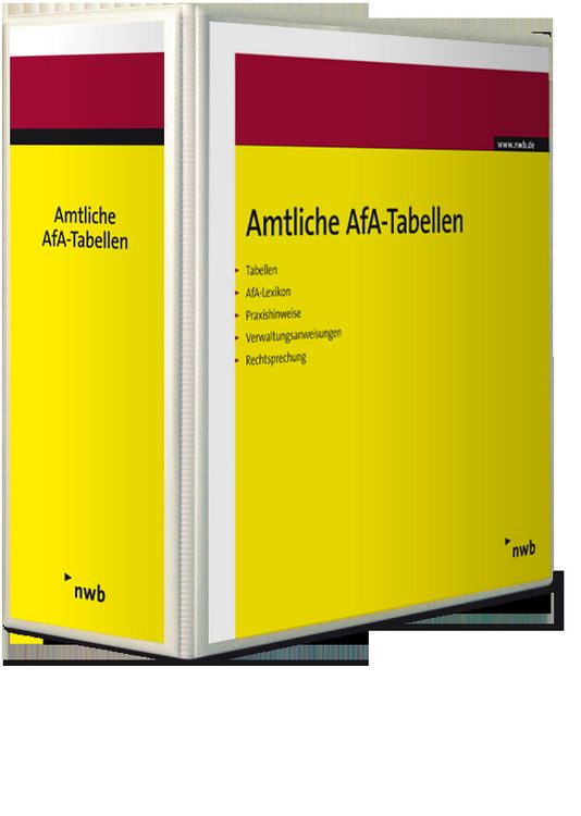 Produktbild: Amtliche Abschreibungstabellen (AfA) ohne Fortsetzungsbezug